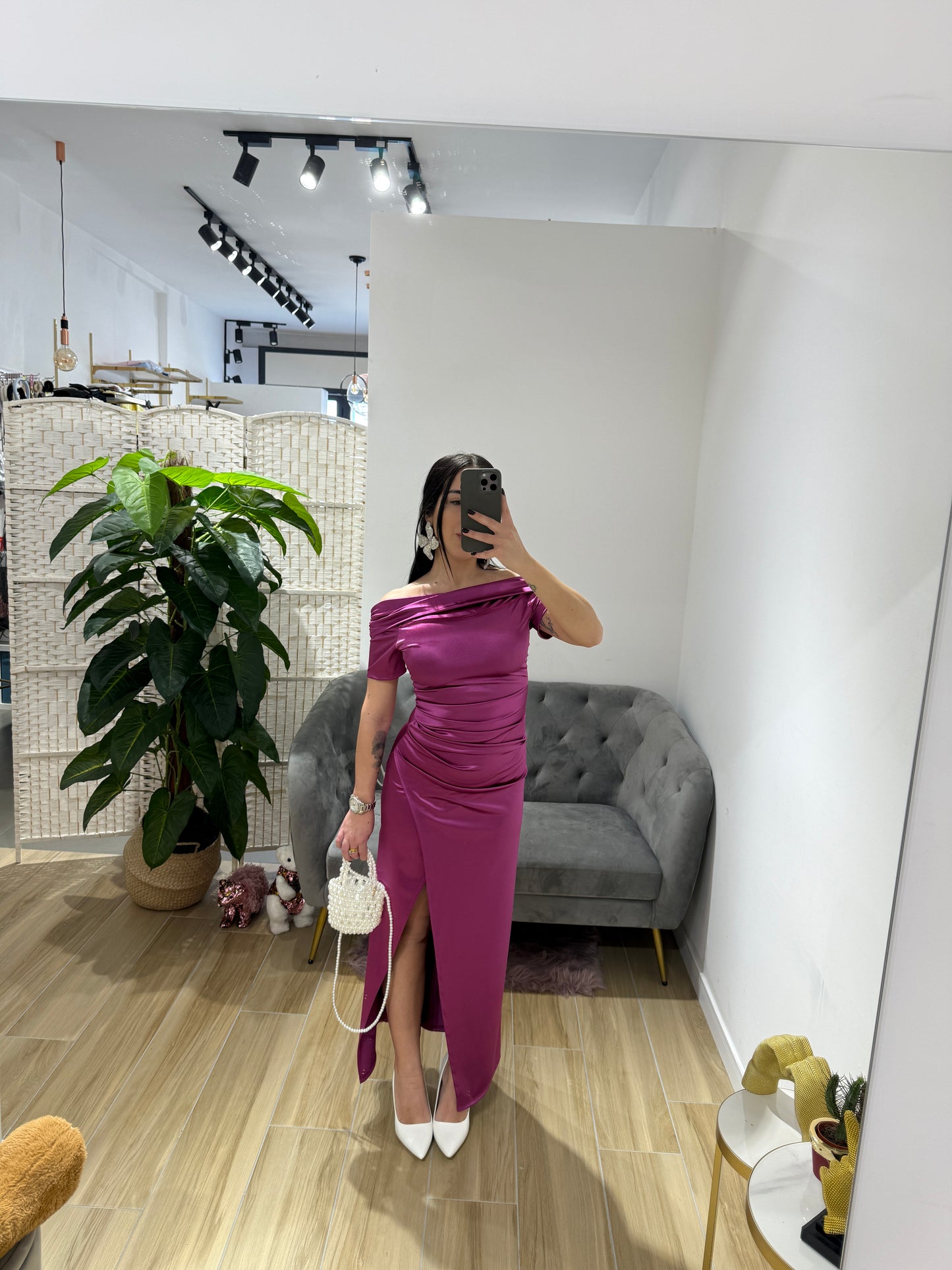 Abito lungo in raso Serena