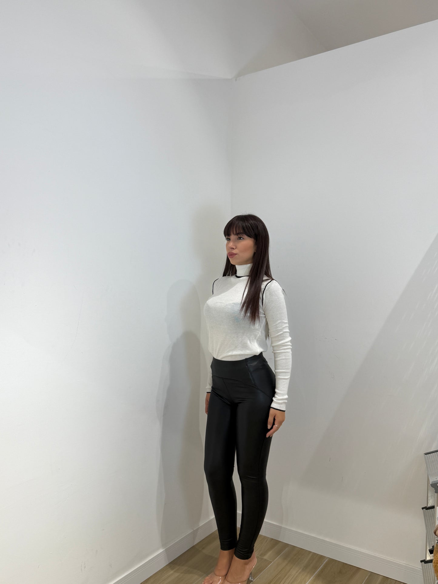 Leggins in ecopelle nero Mimma