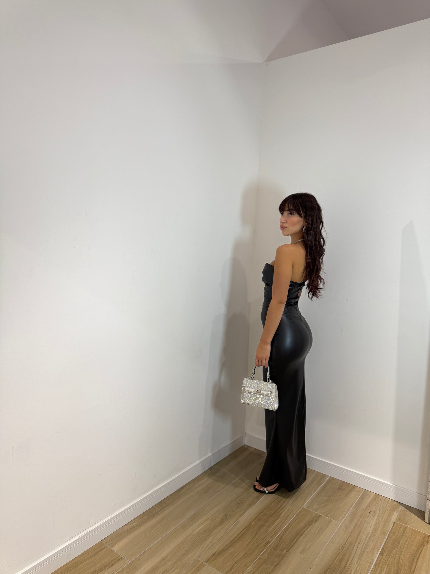 Abito lungo in ecopelle cuore