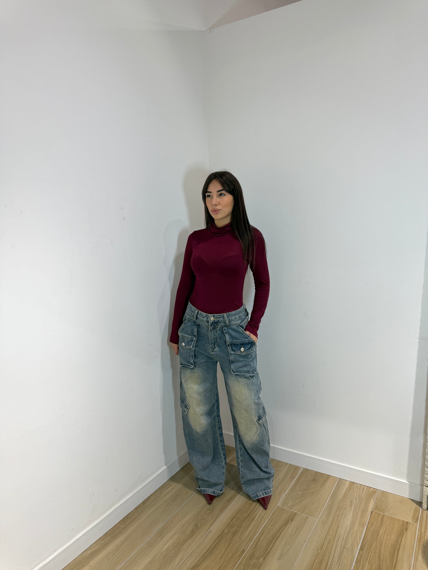 Body Toronto collo alto nero e bordeaux