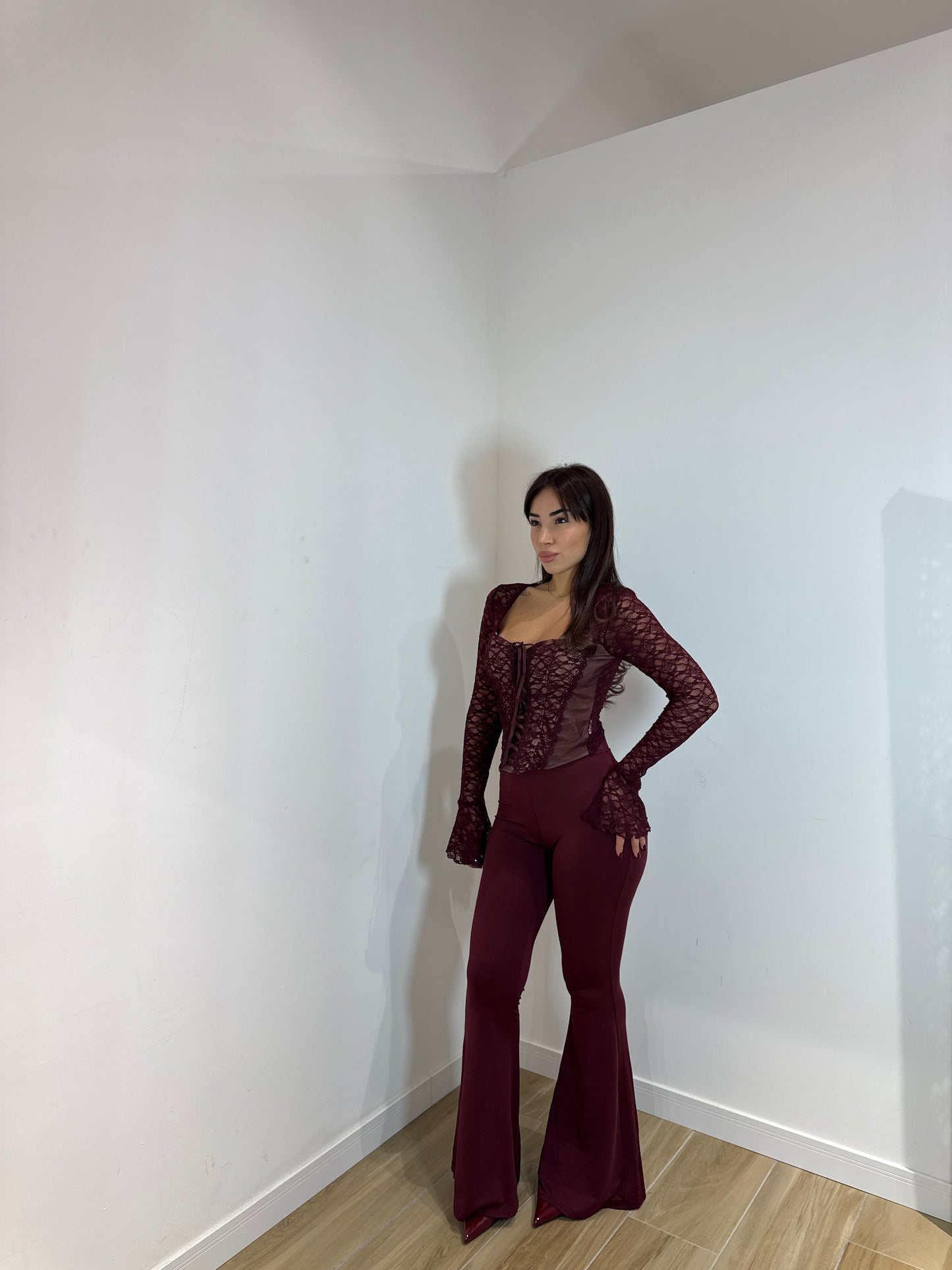 Pantalone Wadi a zampa bordeaux