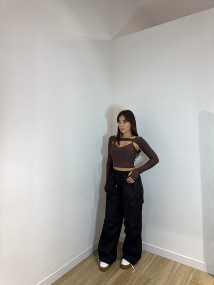 Top due in uno marrone