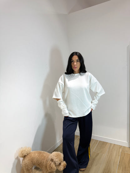 Maglia manica a guanto bianca