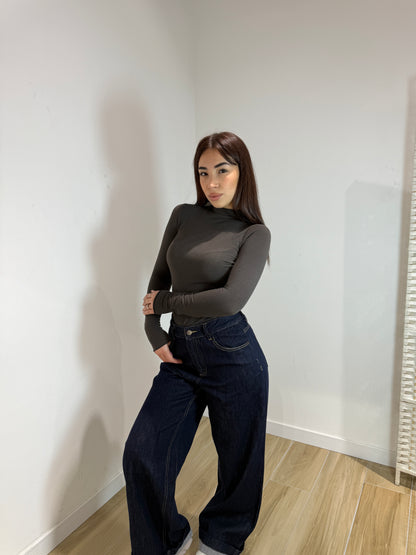 Maglia misto cash marrone