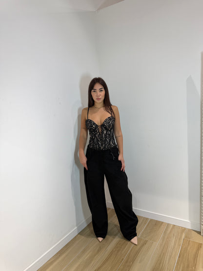 Pantalone in ecocamoscio Malie nero