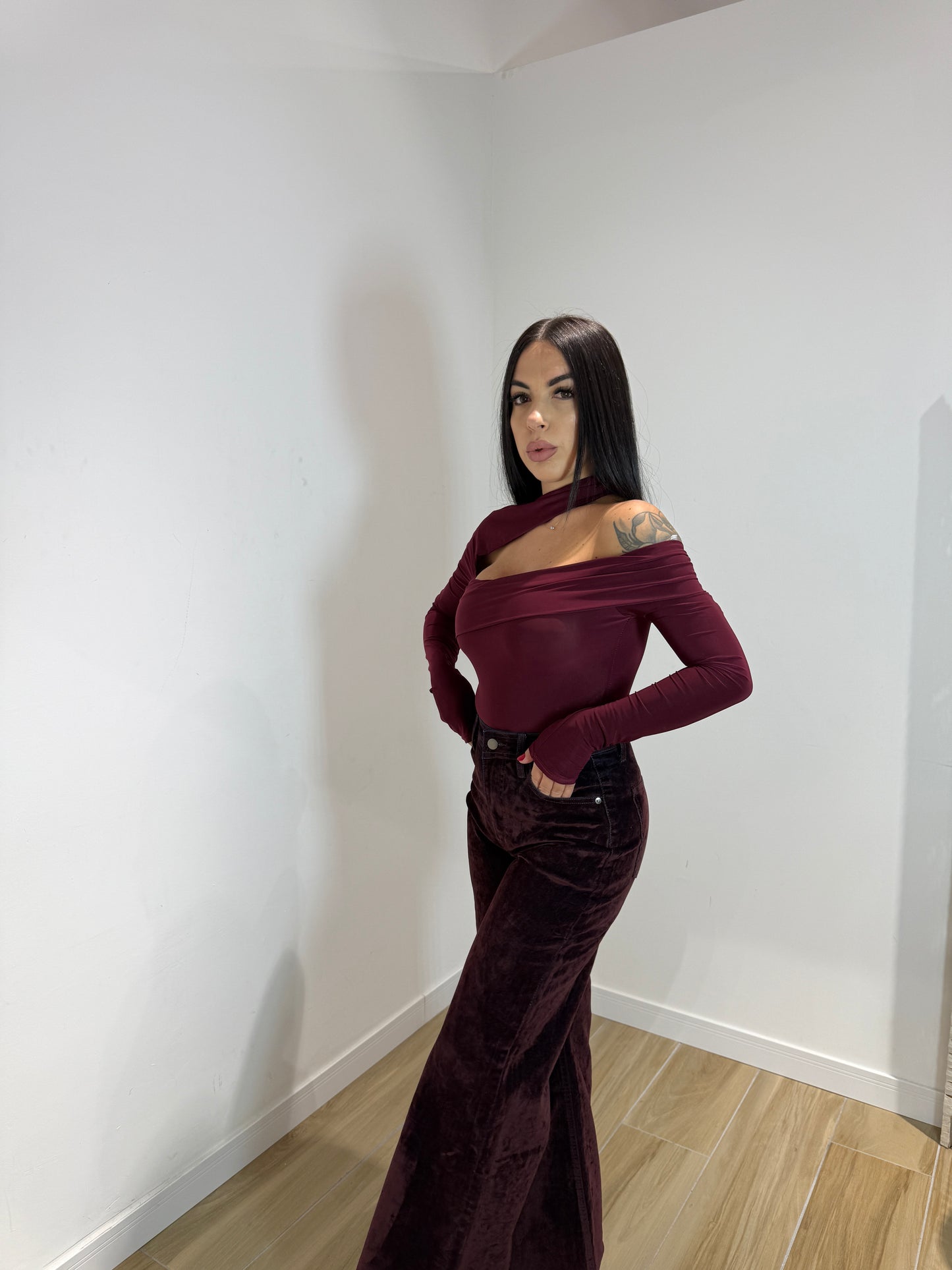 Body Women in licra bordeaux