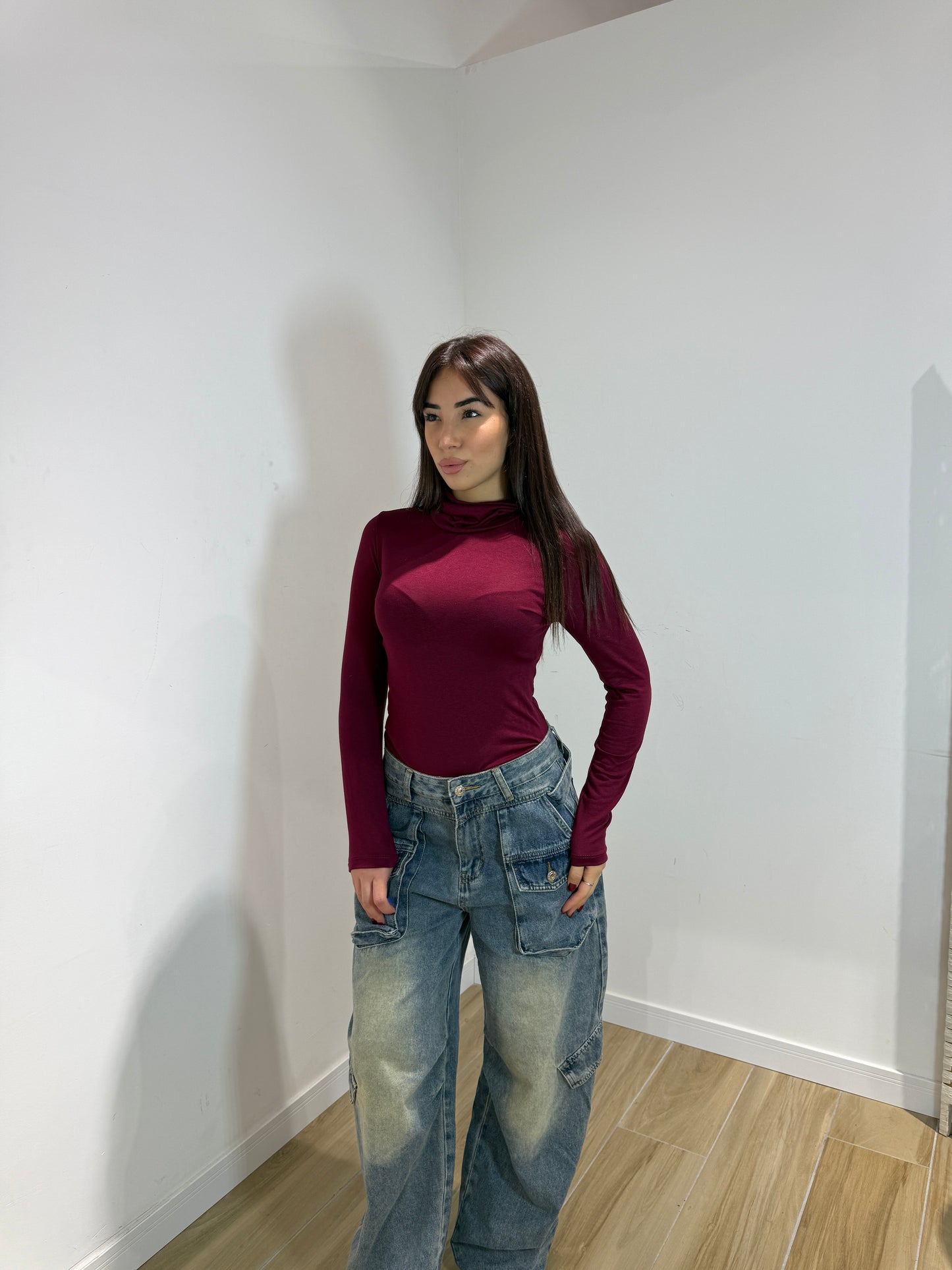 Body Toronto collo alto nero e bordeaux