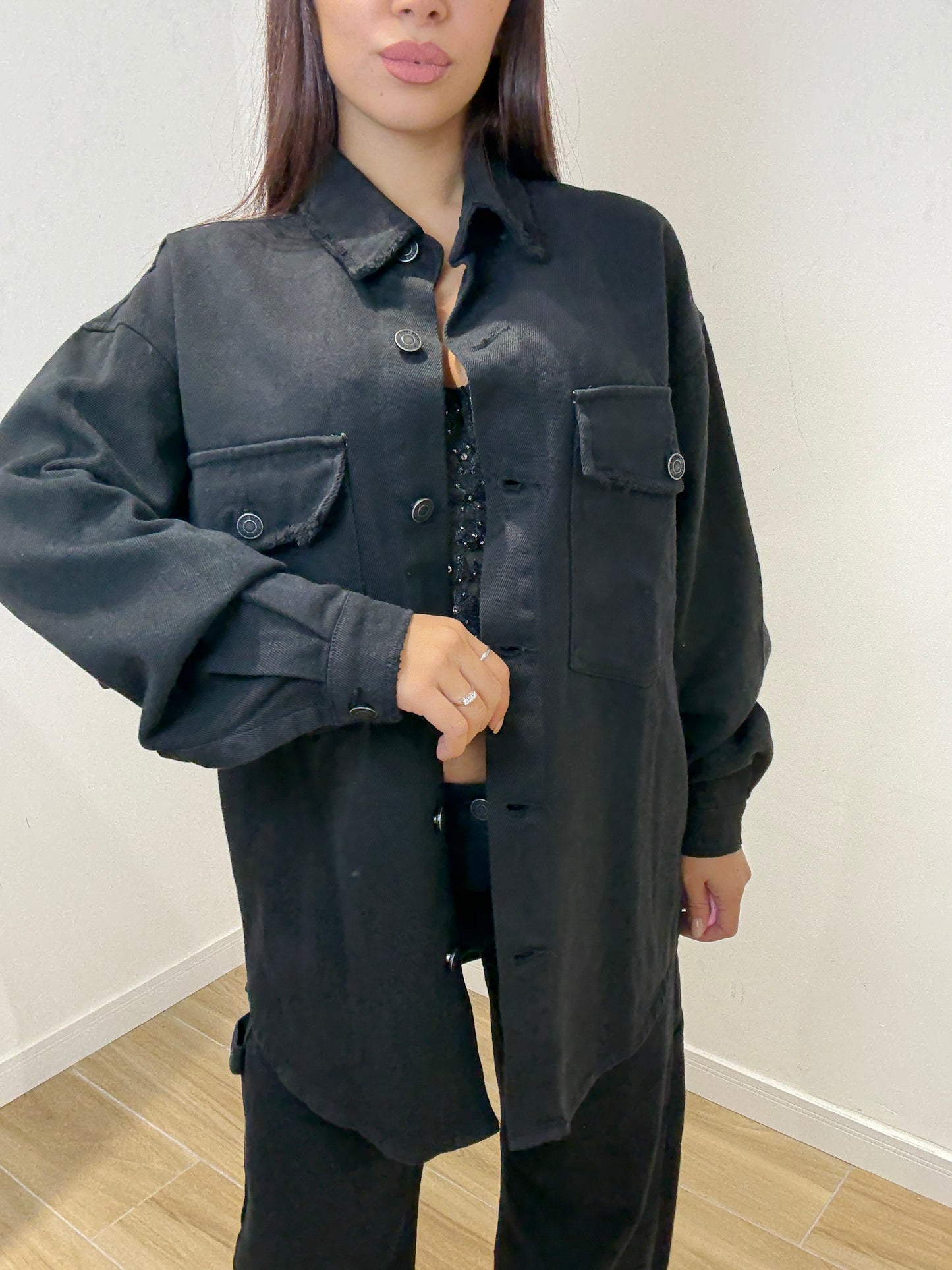 Giacca in denim nero Mesia