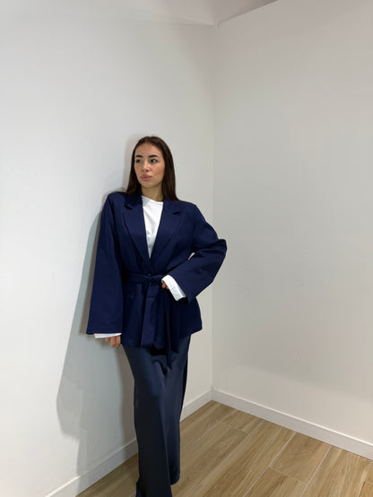 Blazer Sophie blu con cintura