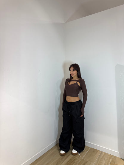 Top due in uno marrone