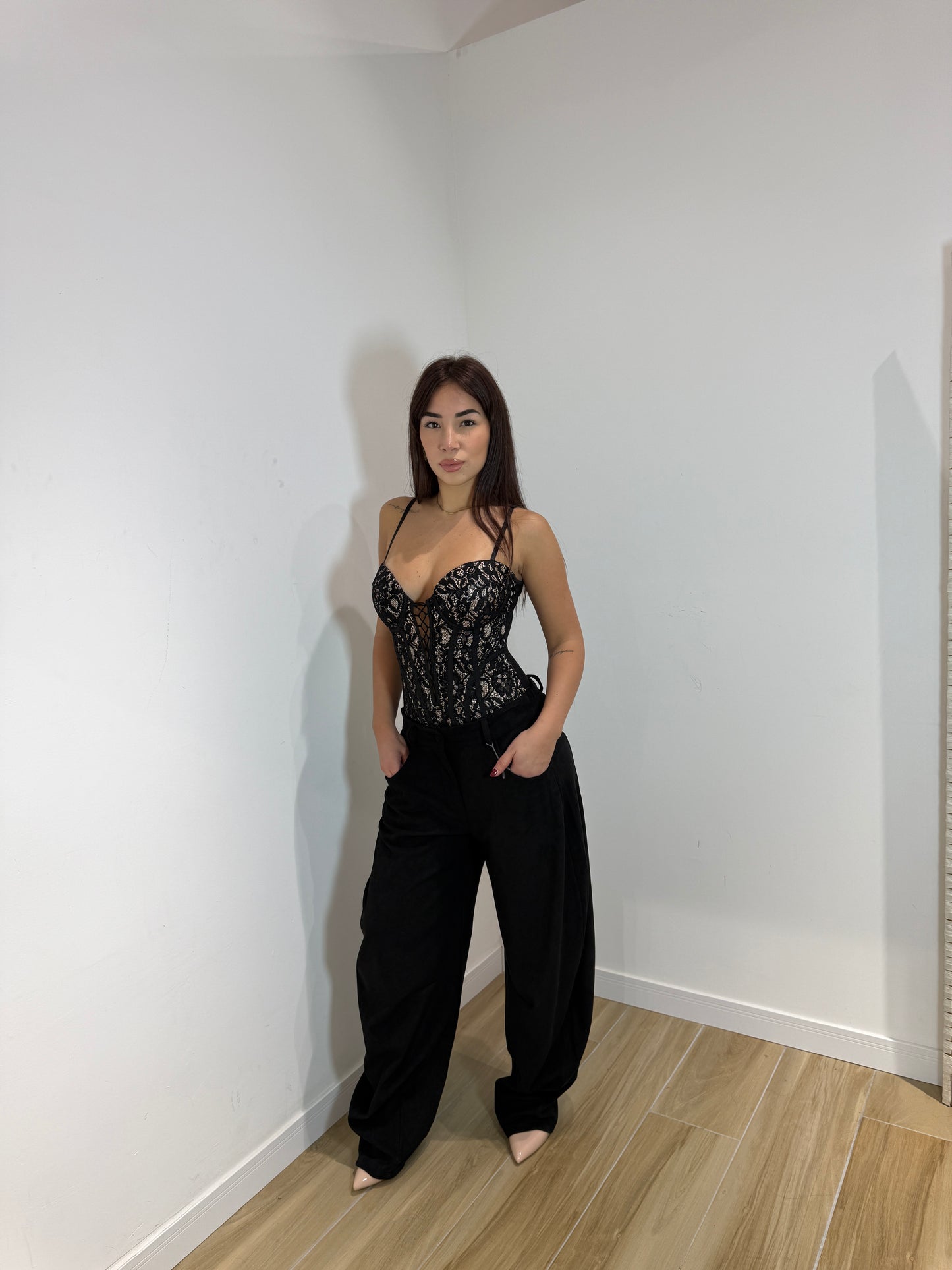 Pantalone in ecocamoscio Malie nero