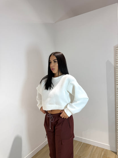 Felpa crop bianca