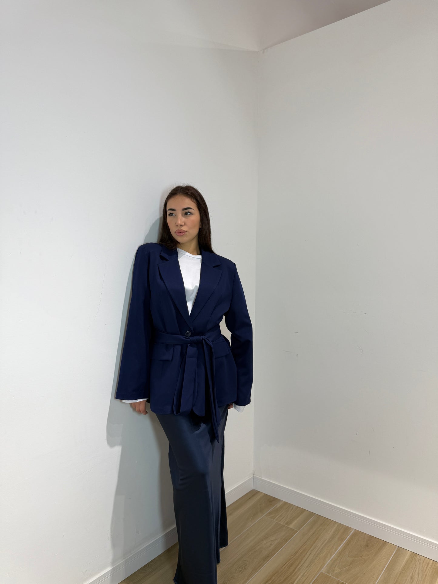 Blazer Sophie blu con cintura