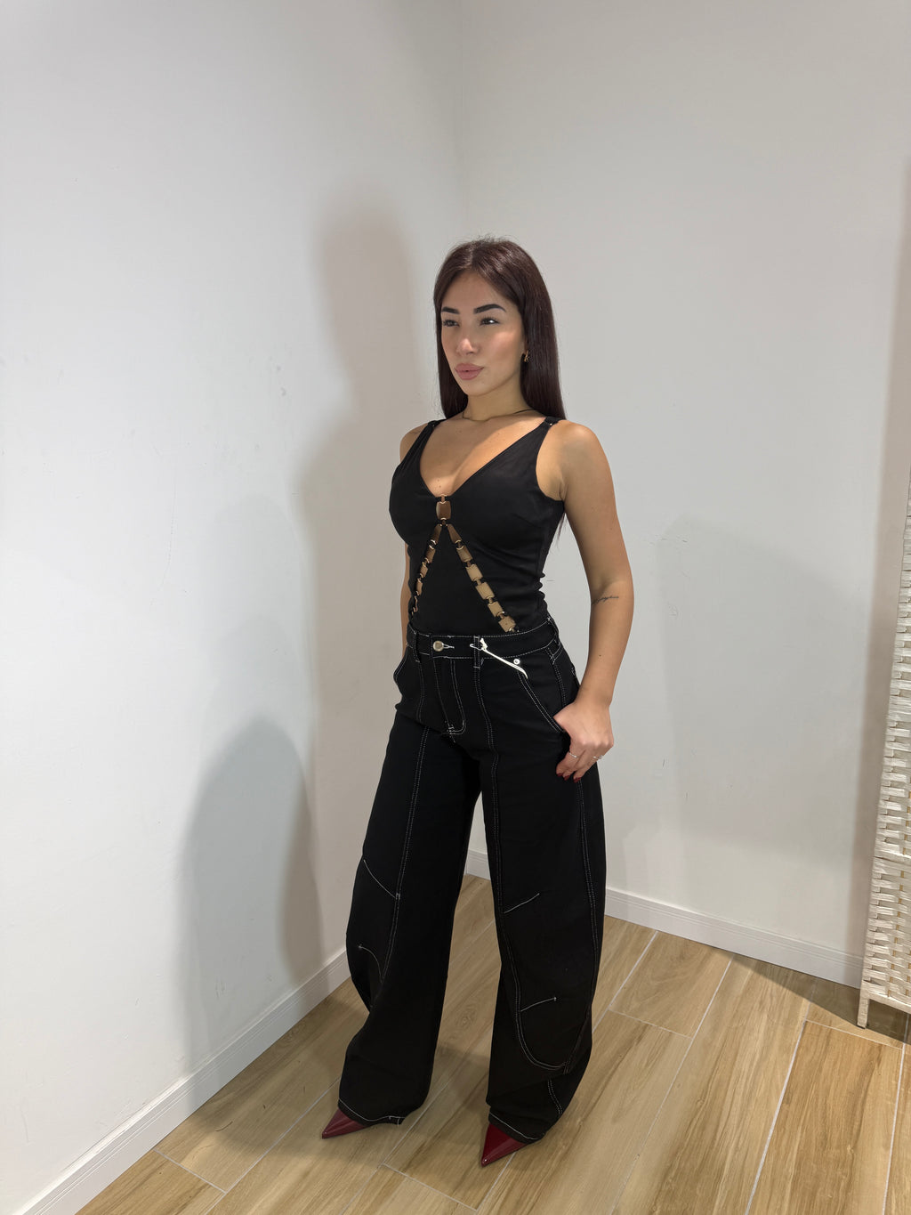 Body Agnese in ecocamoscio nero