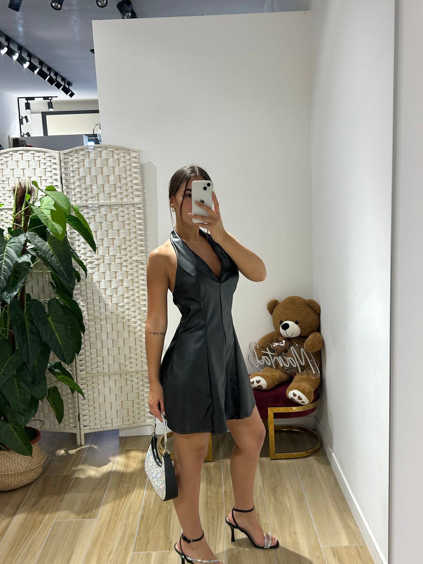 Abito corto in ecopelle Baby