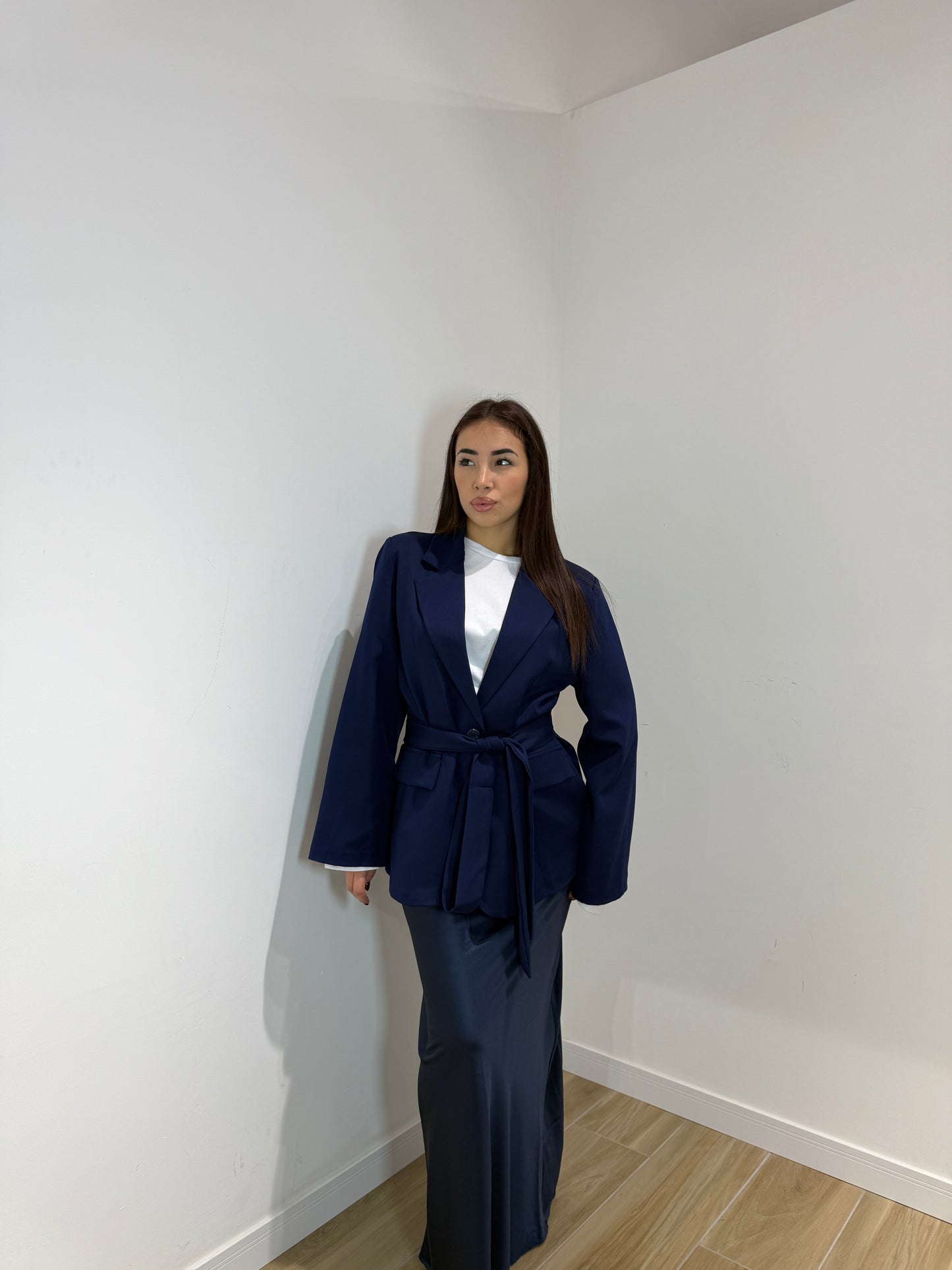 Blazer Sophie blu con cintura
