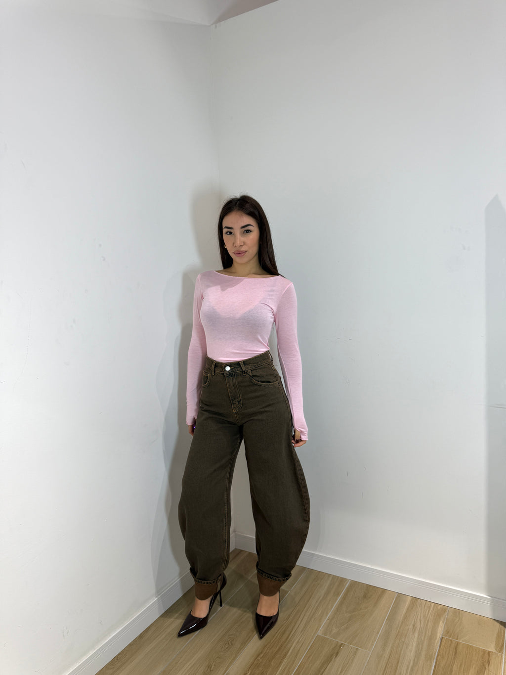 Maglia misto cash collo a barca