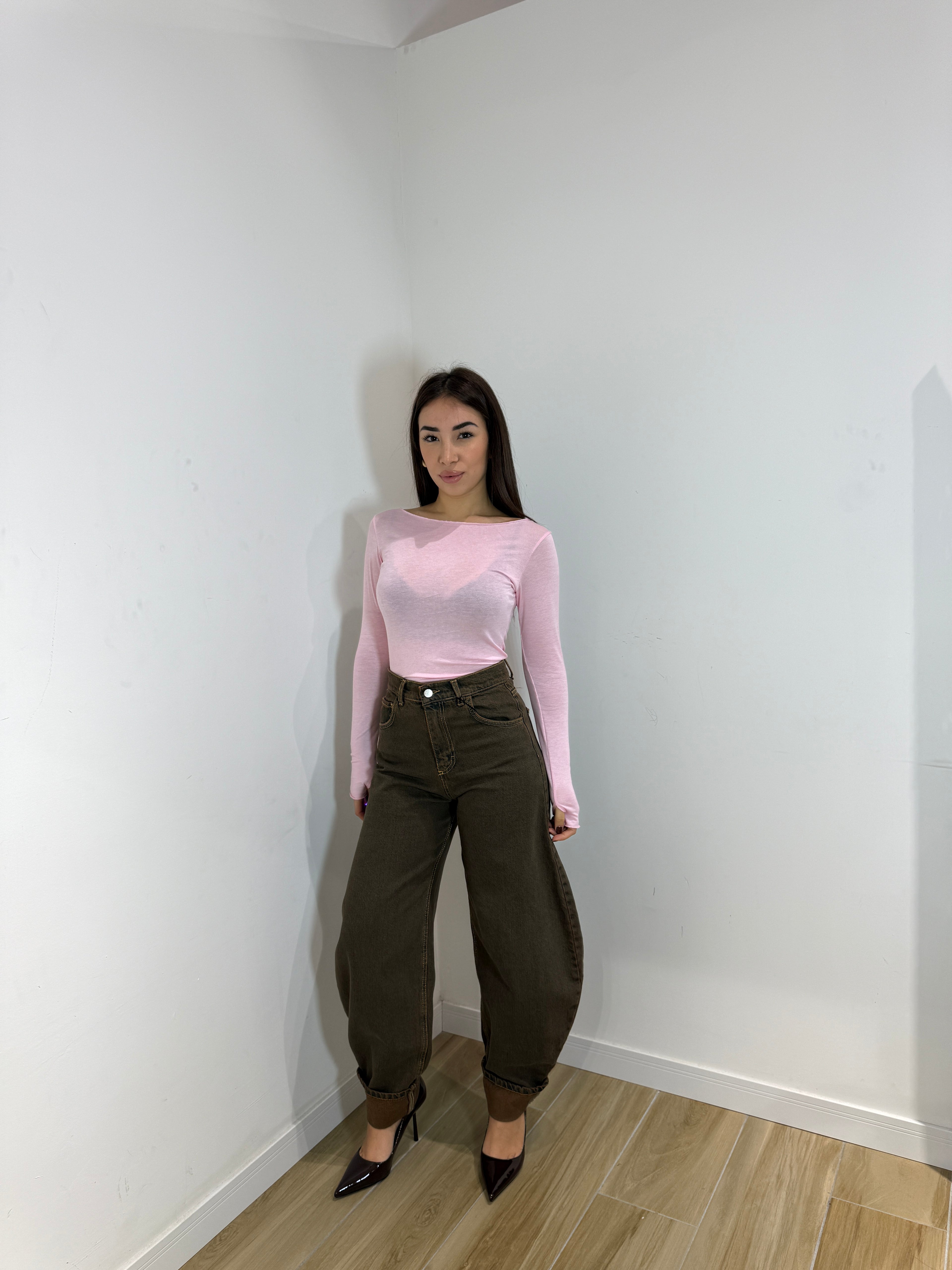 Maglia misto cash collo a barca