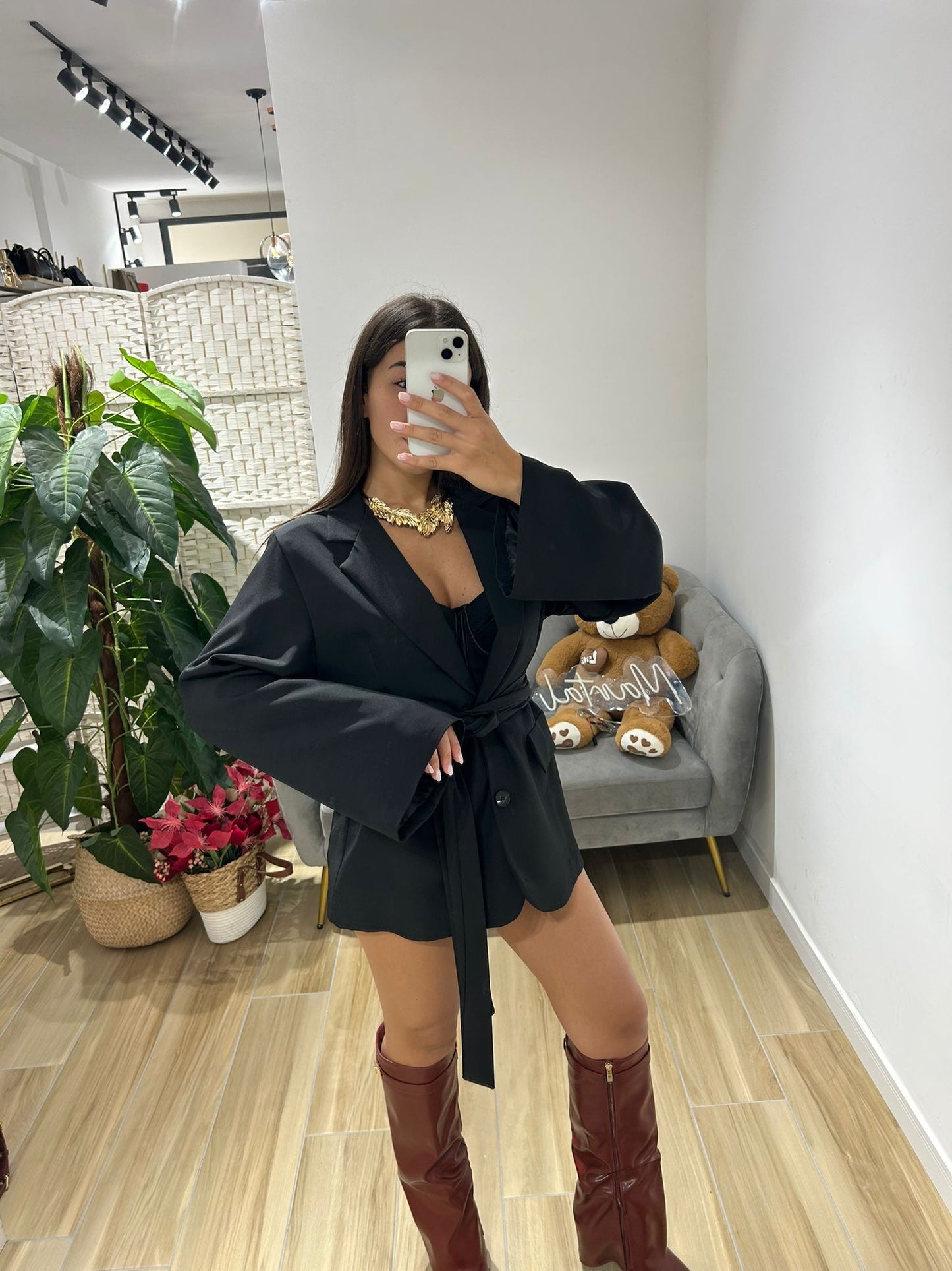 Blazer Sophie nero con cintura