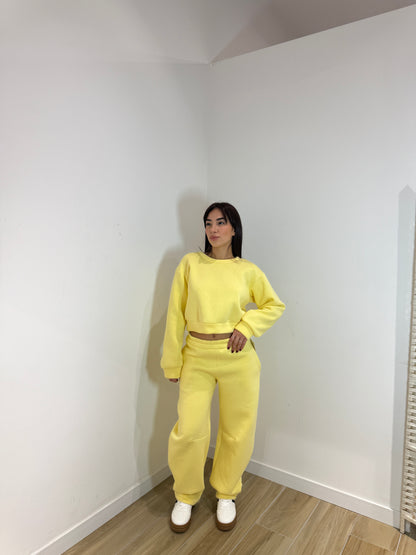 Felpa crop gialla