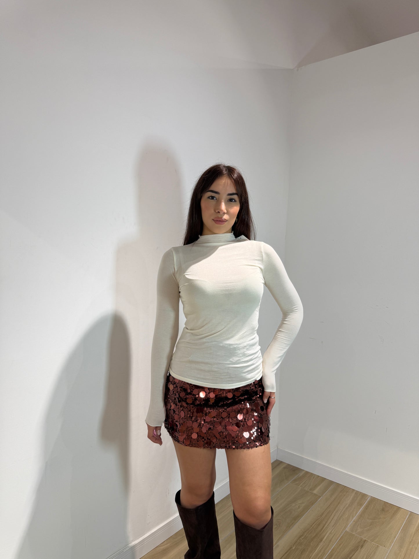 Maglia misto cash panna