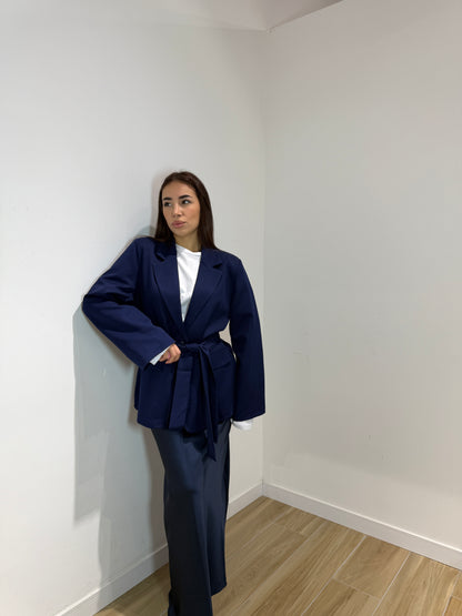 Blazer Sophie blu con cintura