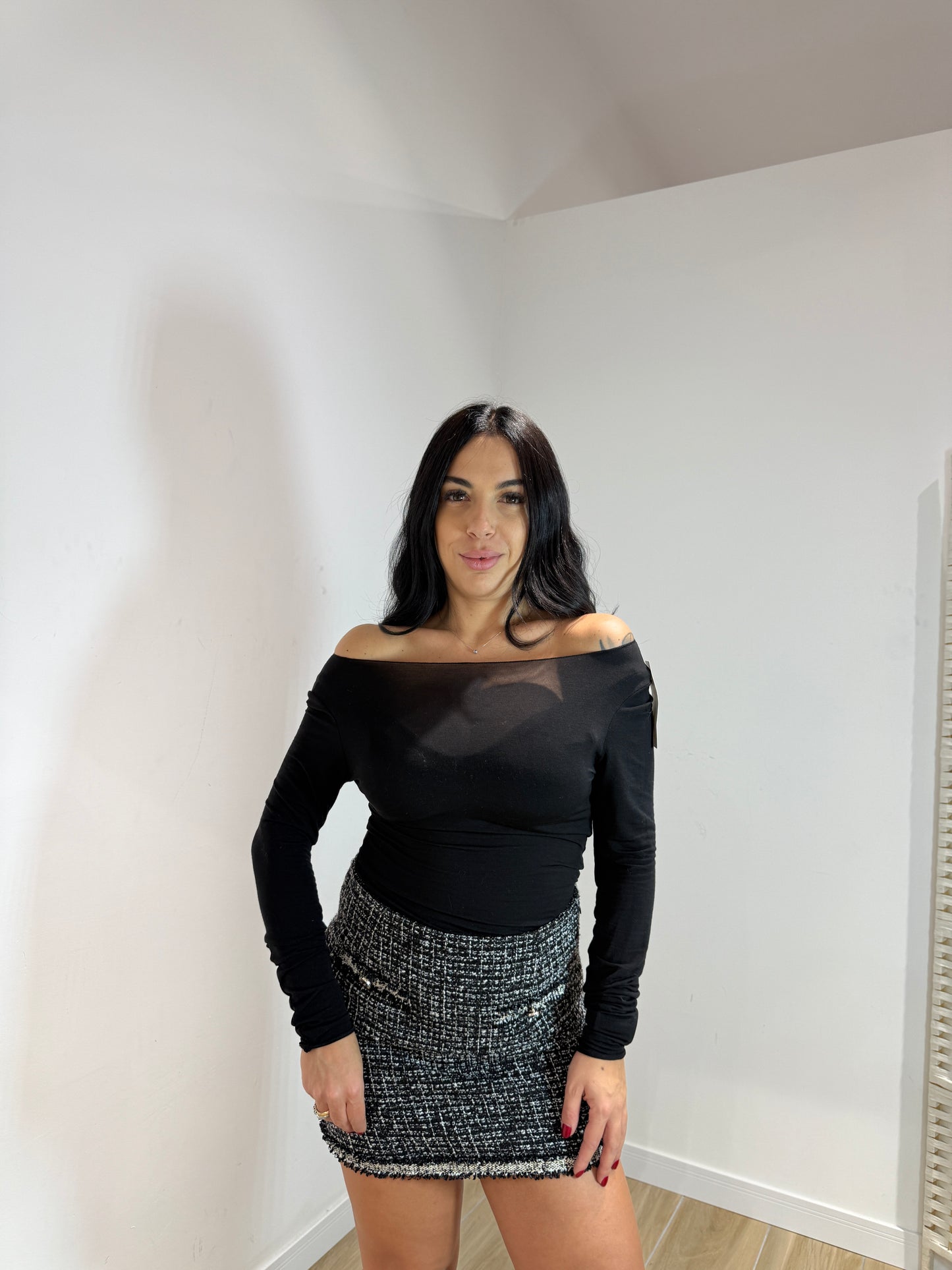 Maglia misto cash nera