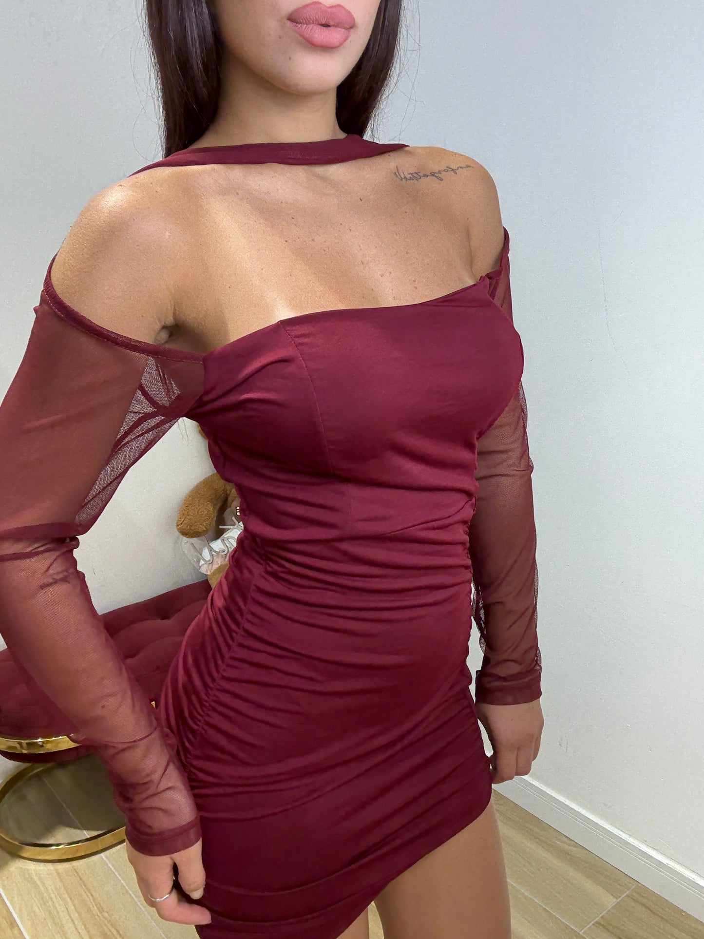 Abito corto Liliana bordeaux