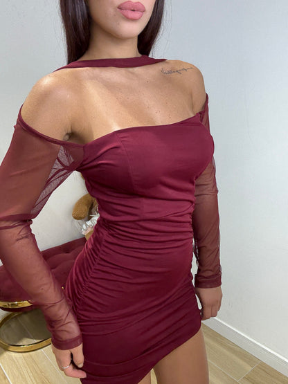 Abito corto Liliana bordeaux