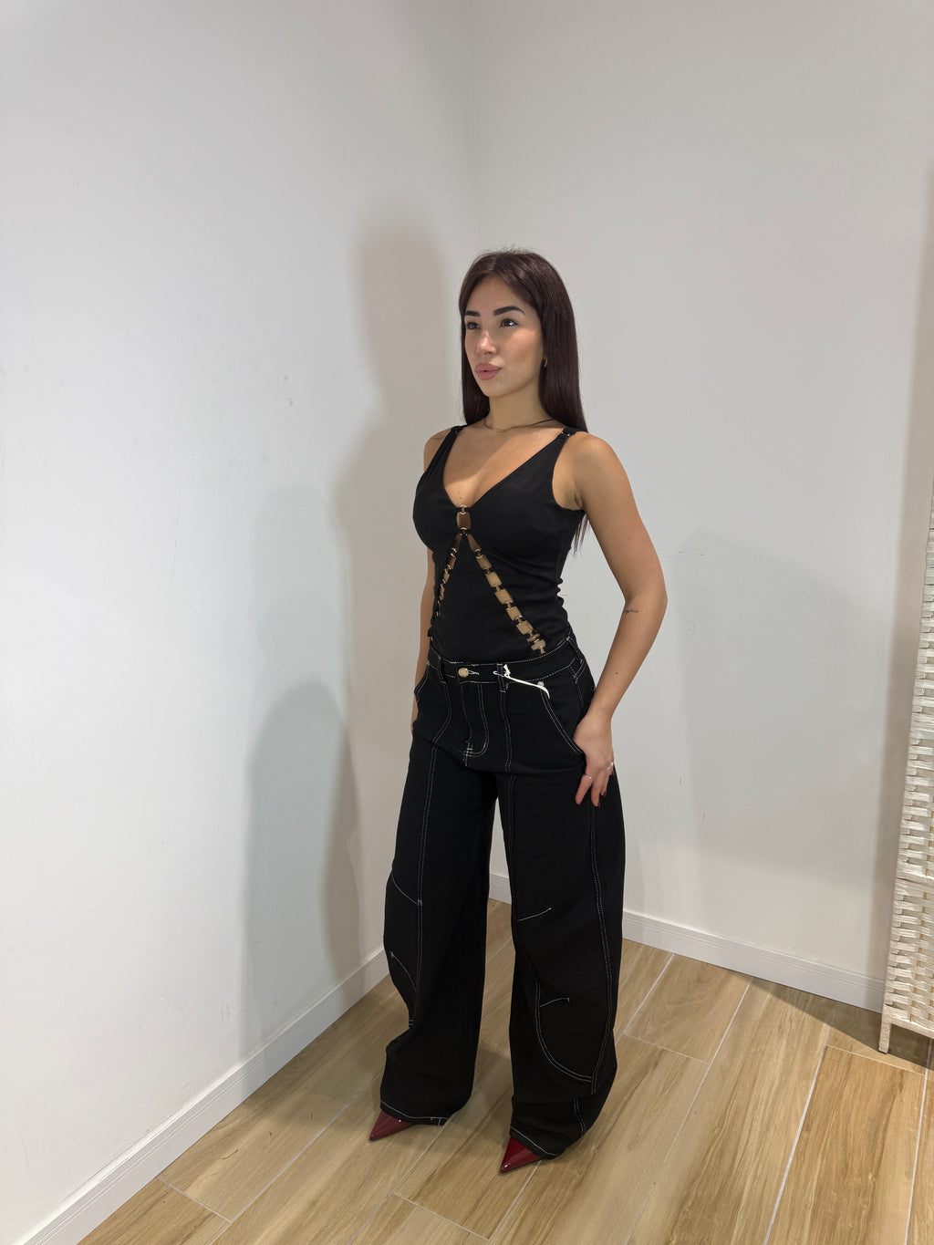 Body Agnese in ecocamoscio nero