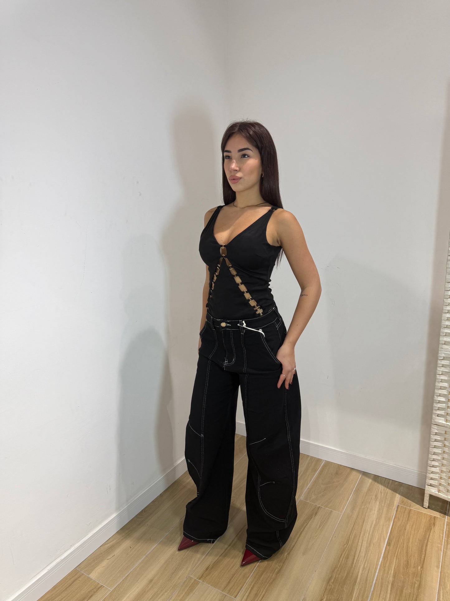 Body Agnese in ecocamoscio nero