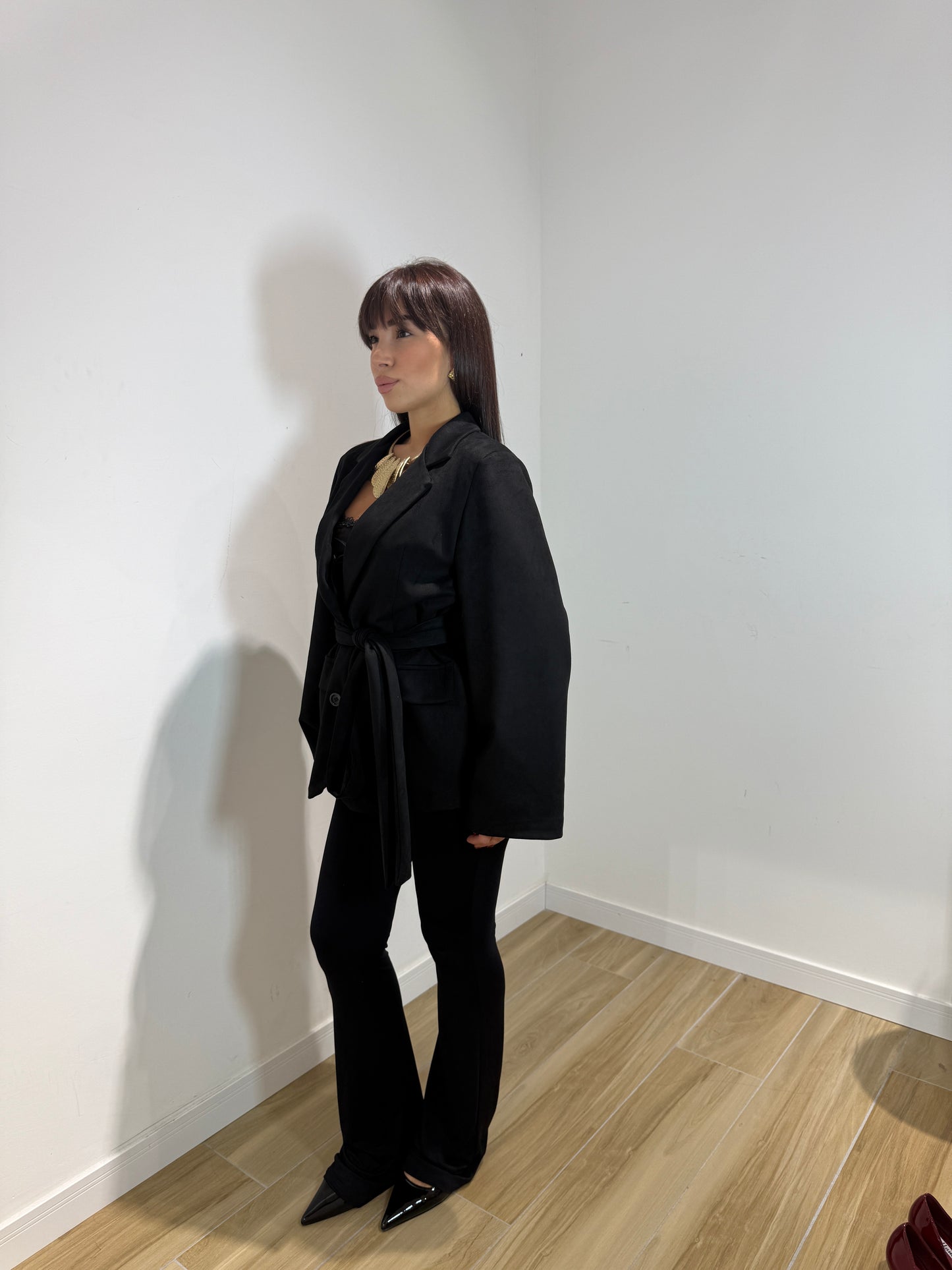 Blazer Tidy in ecocamoscio nera