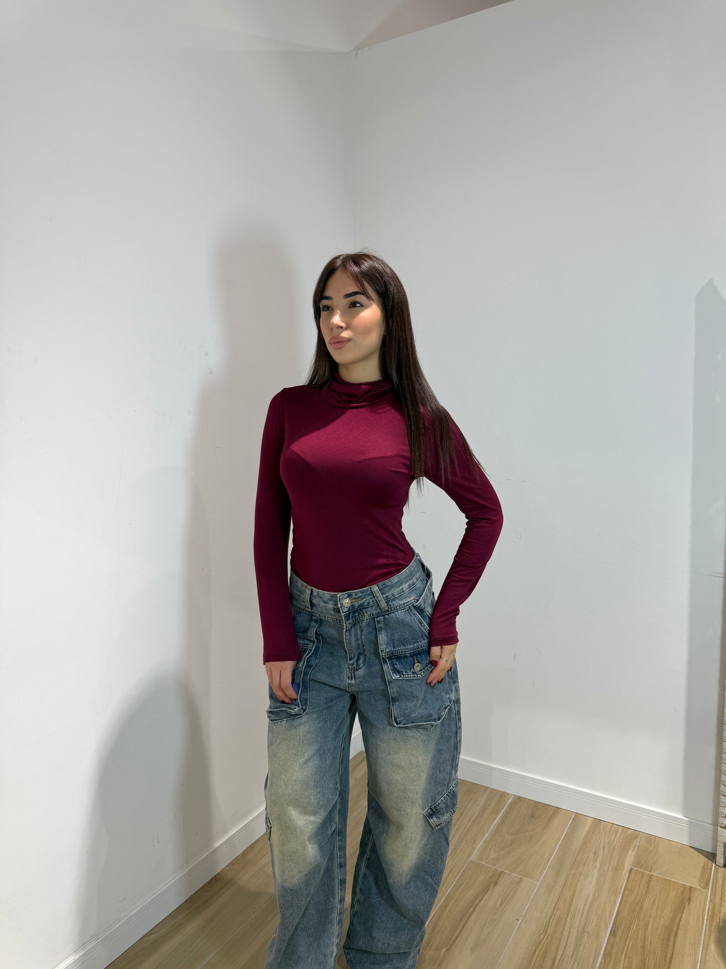 Body Toronto collo alto nero e bordeaux