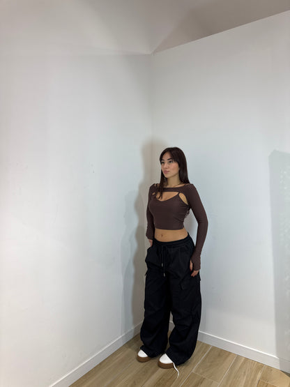 Top due in uno marrone