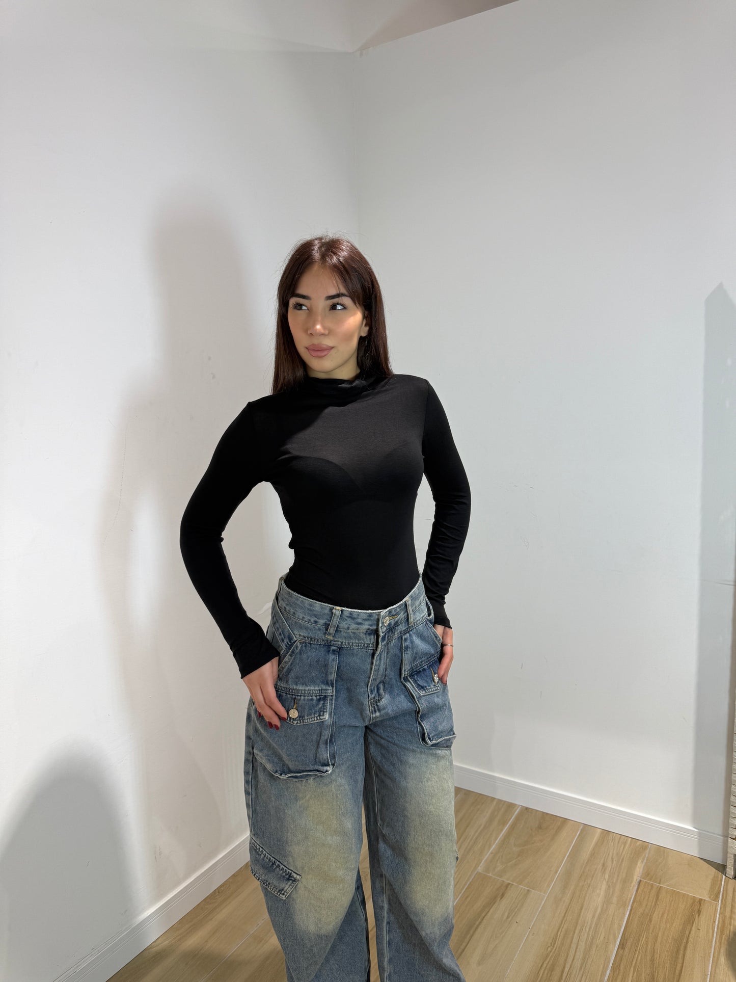 Body Toronto collo alto nero e bordeaux