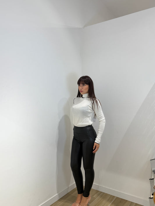 Leggins in ecopelle nero Mimma