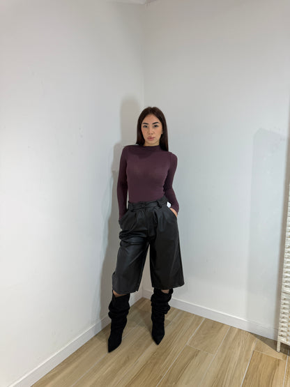 Bermuda Denny in ecopelle nero