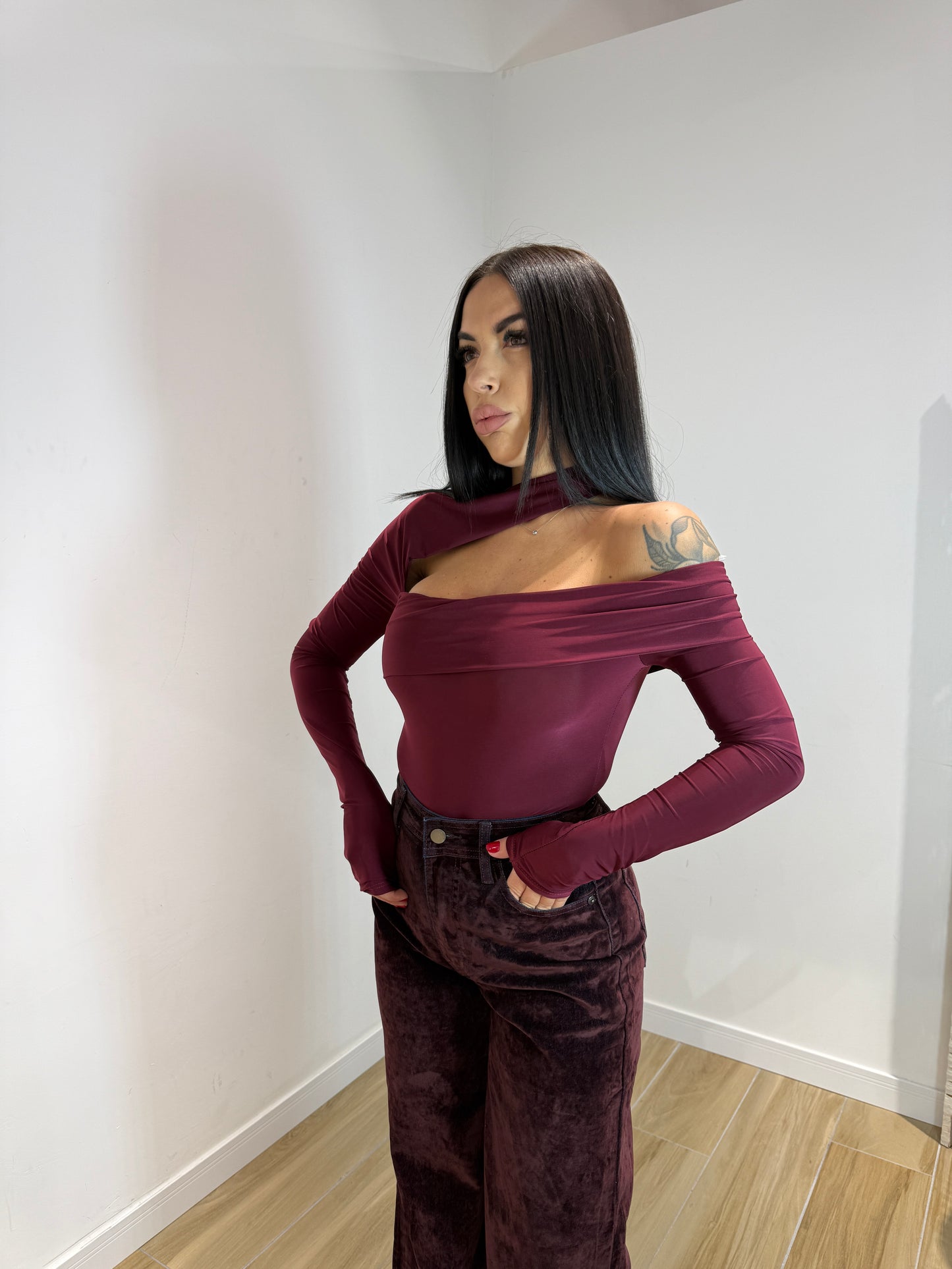 Body Women in licra bordeaux