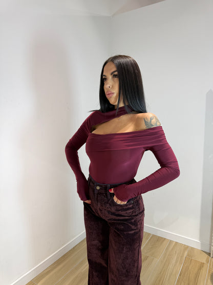 Body Women in licra bordeaux