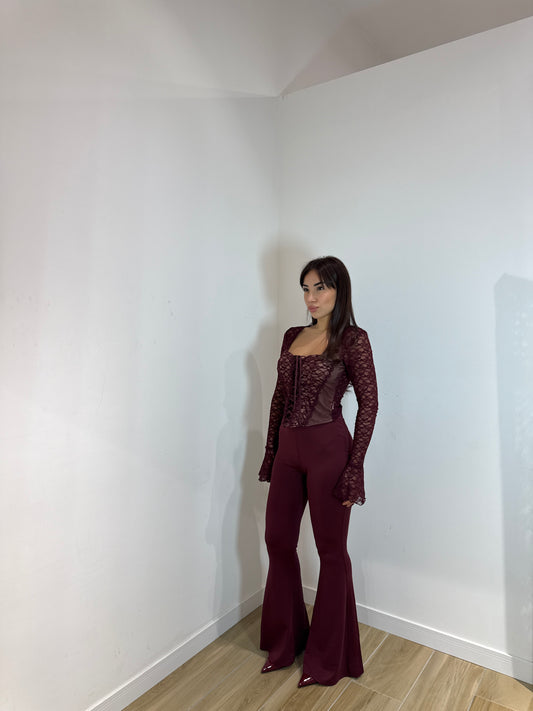 Pantalone Wadi a zampa bordeaux