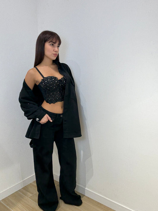 Giacca in denim nero Mesia