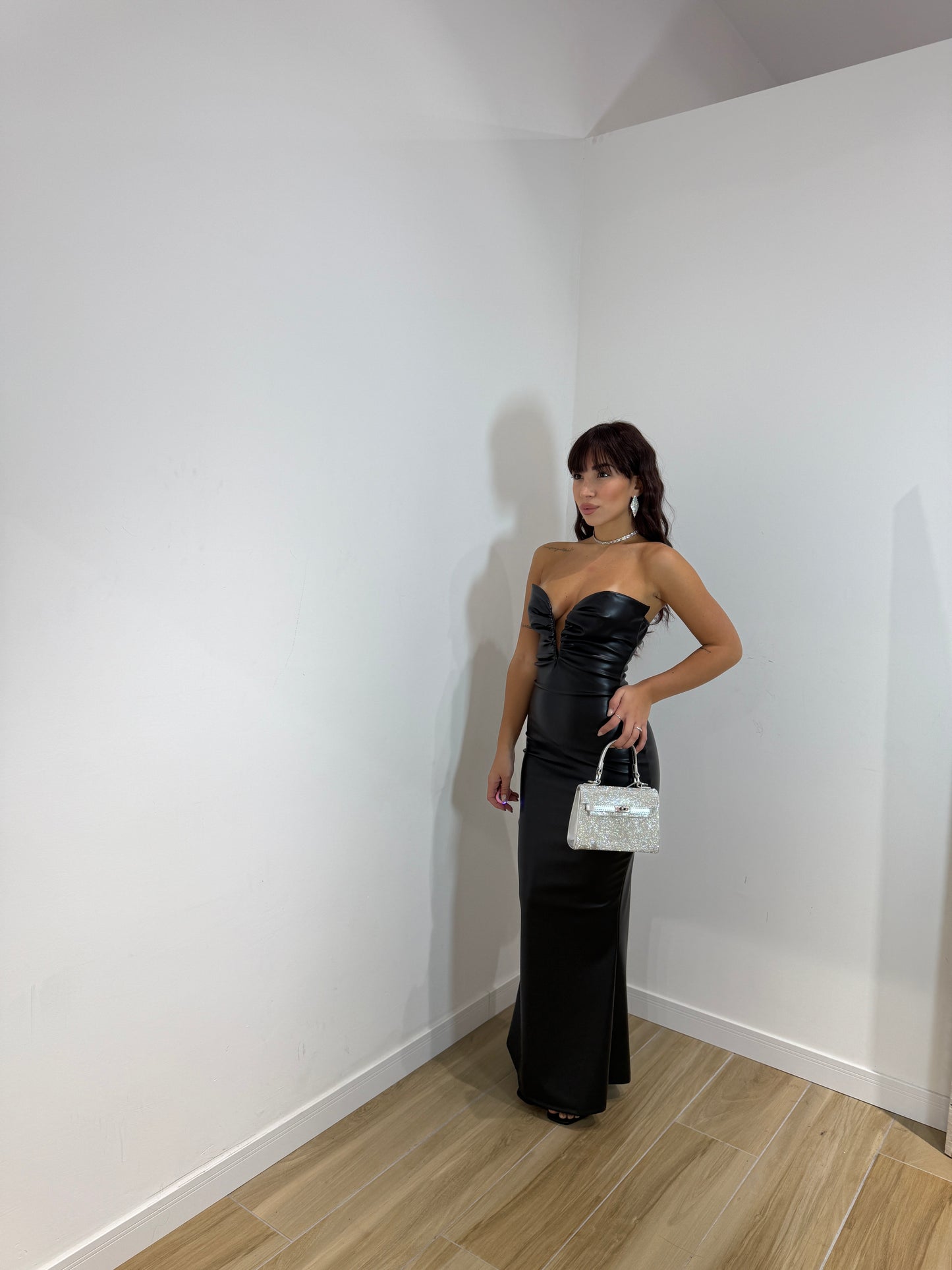 Abito lungo in ecopelle cuore