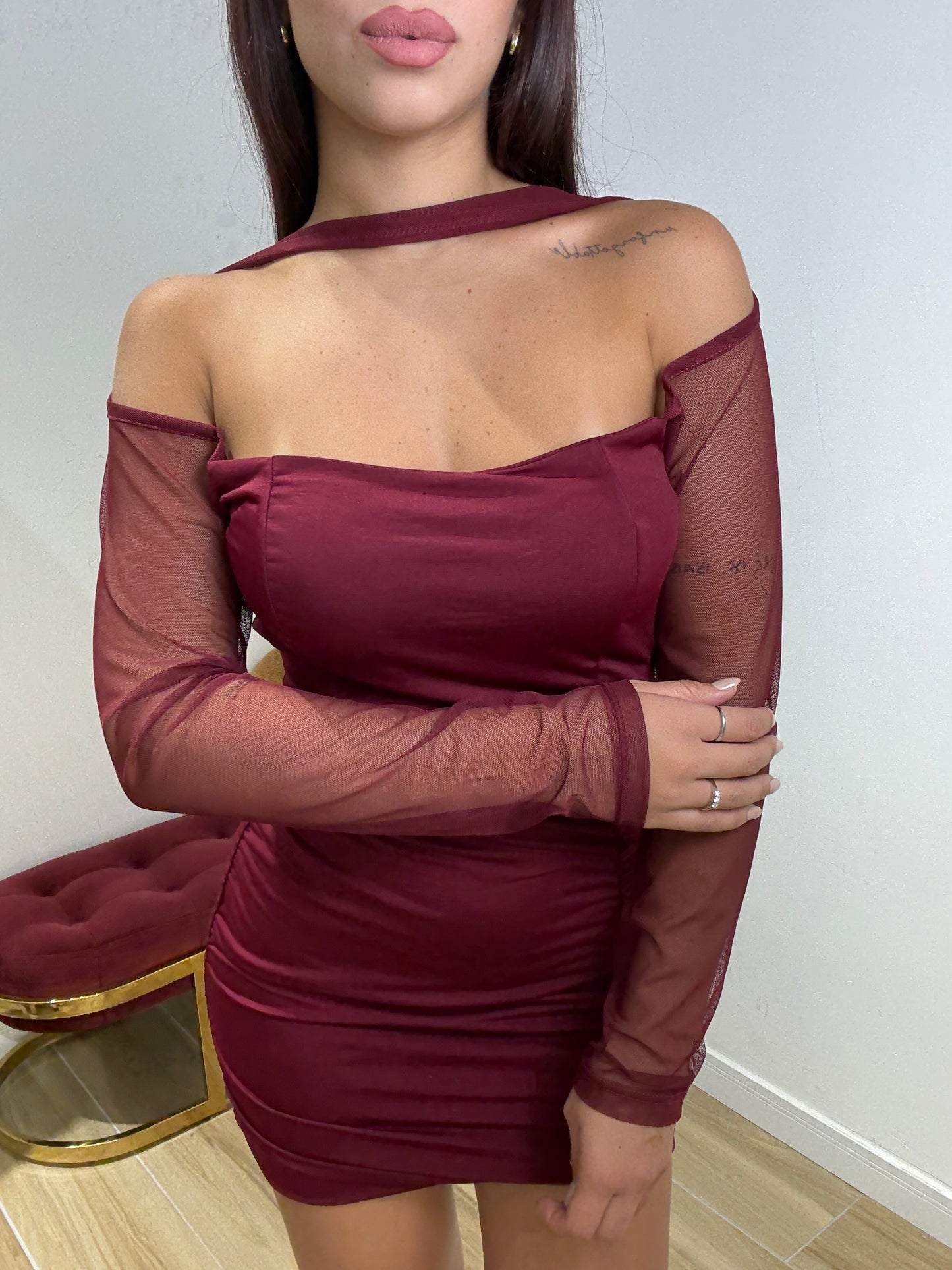 Abito corto Liliana bordeaux