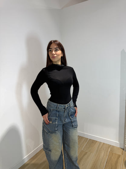 Body Toronto collo alto nero e bordeaux