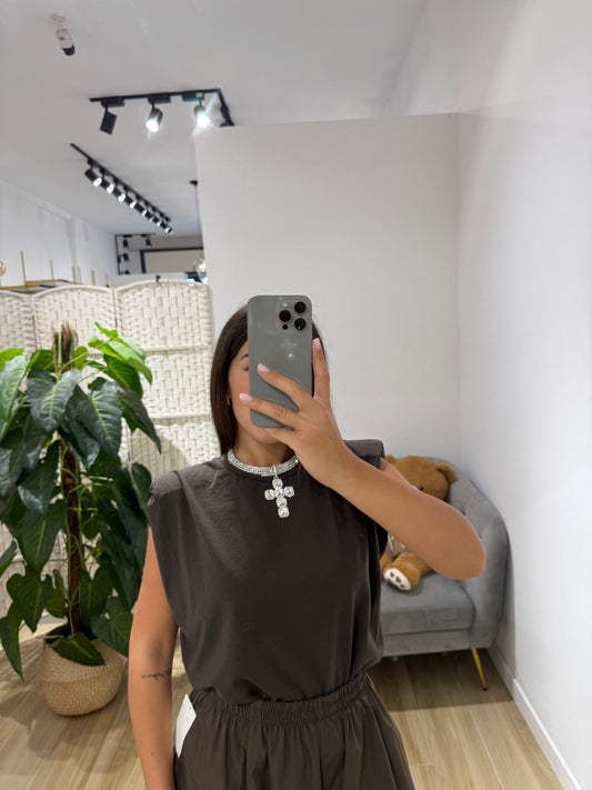 Shirt simple spallina marrone