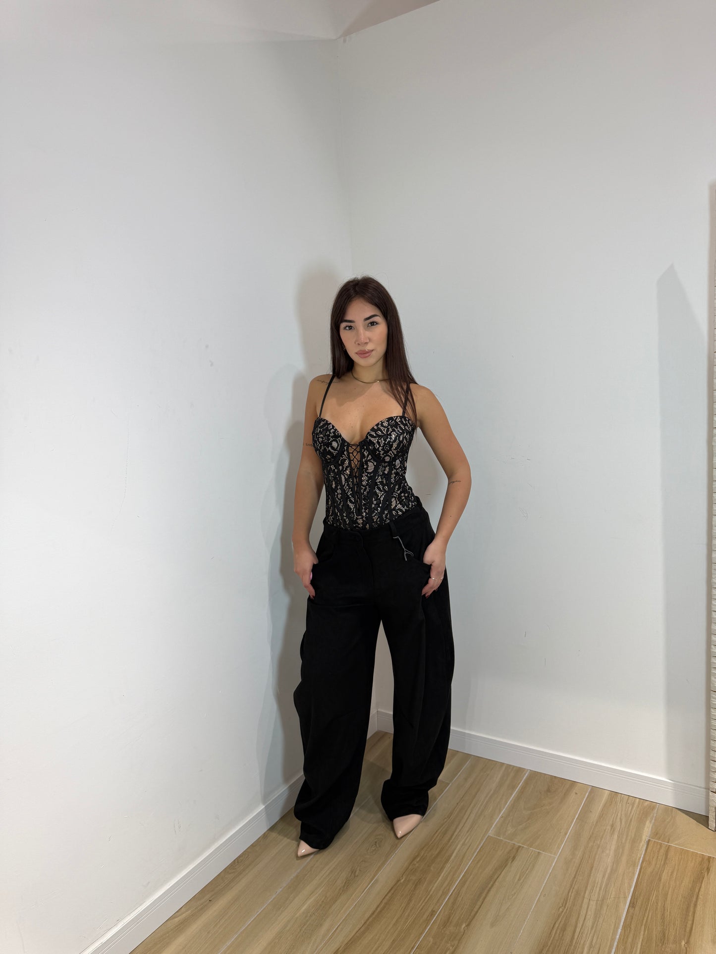 Pantalone in ecocamoscio Malie nero