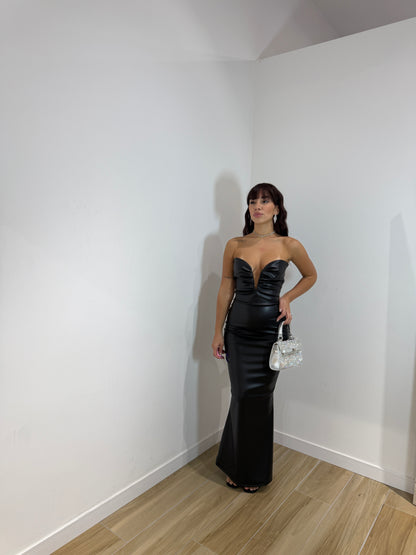 Abito lungo in ecopelle cuore