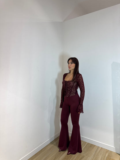 Pantalone Wadi a zampa bordeaux