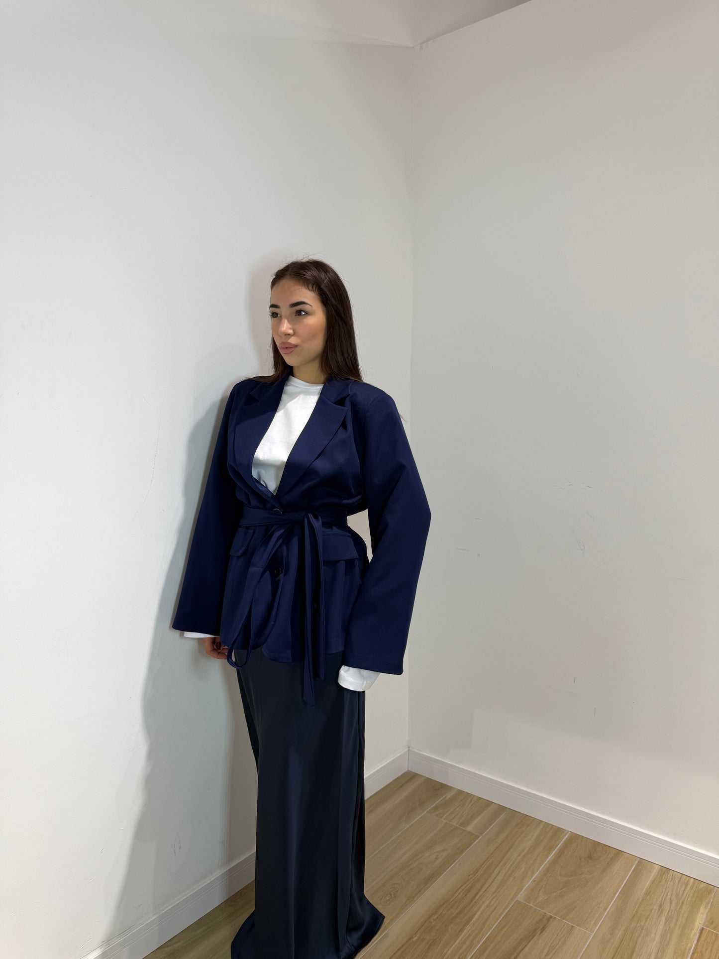 Blazer Sophie blu con cintura