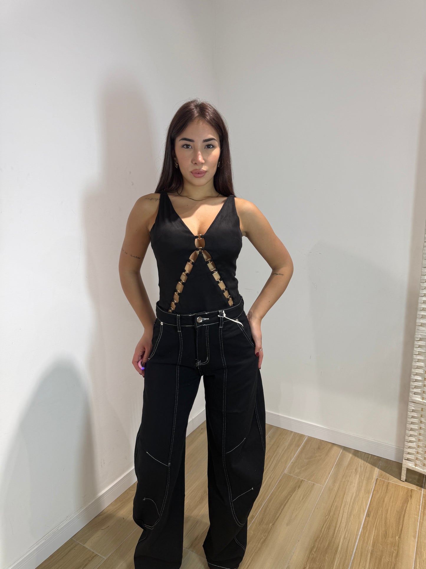 Body Agnese in ecocamoscio nero